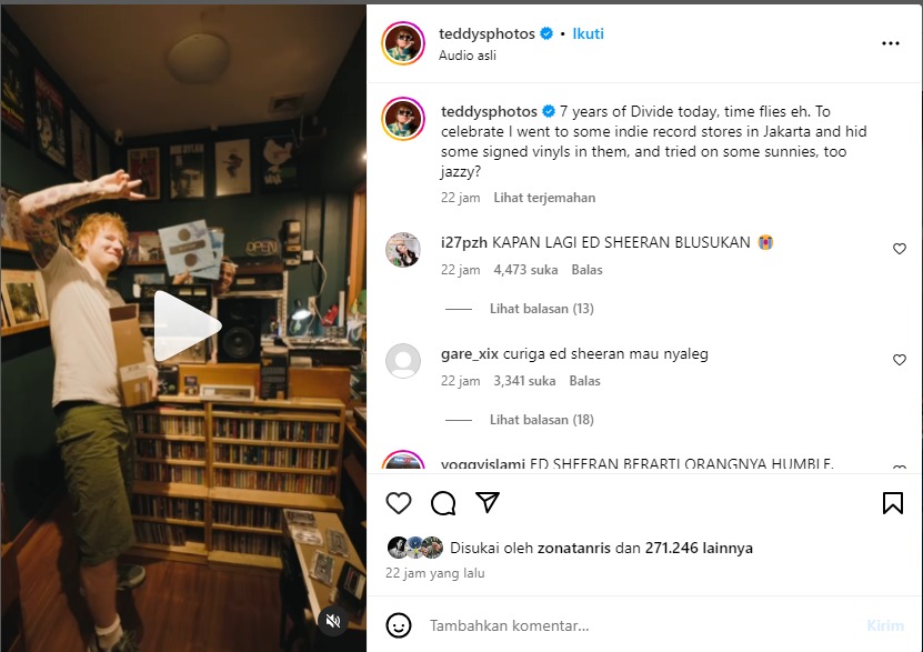 Wow Keren, Ed Sheeran Belanja di Pasar Santa Jakarta Selatan.