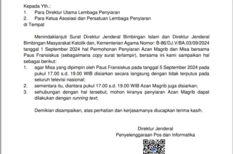 Viral! Azan Maghrib Diganti Running Text Selama Misa Paus Fransiskus di GBK: Ini Penjelasan Pemerintah